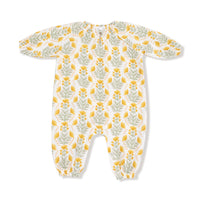 Winter Dandelions - Peasant Romper W/ Elastic Neck & Button