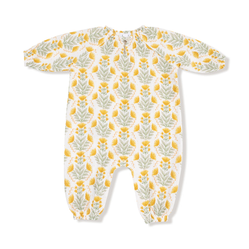 Winter Dandelions - Peasant Romper W/ Elastic Neck & Button
