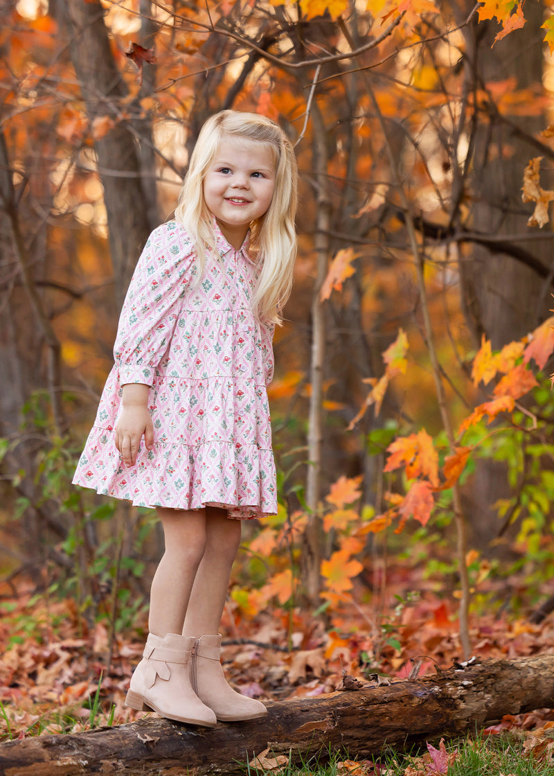 Pink Floral LS Dixie Dress