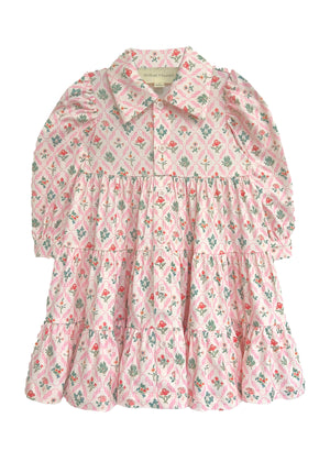 Pink Floral LS Dixie Dress