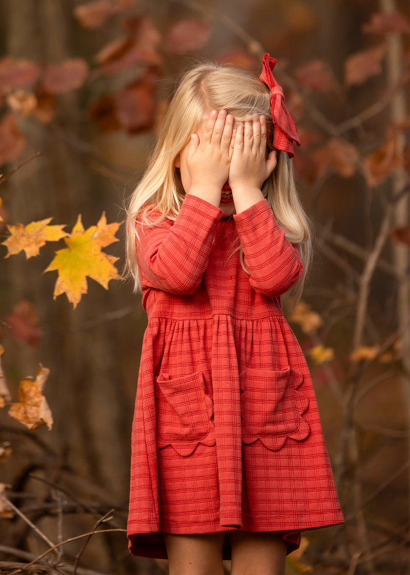 Tea Party LS Dress - Red Plaid