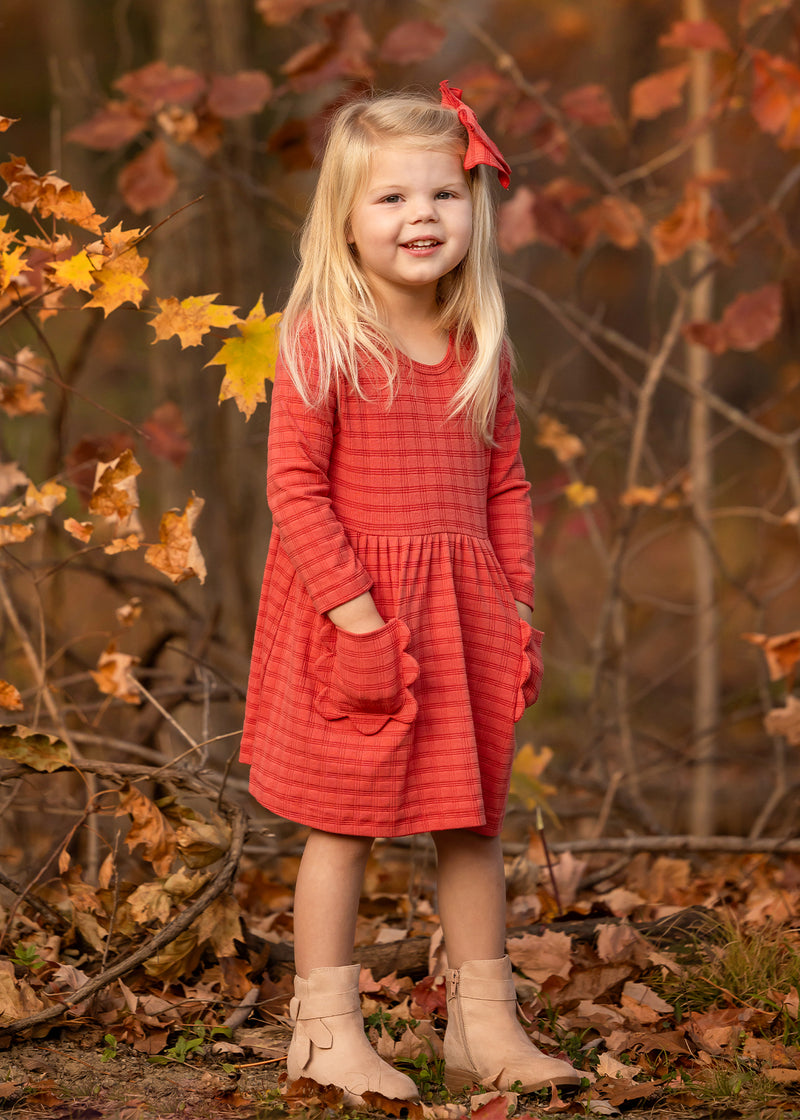 Tea Party LS Dress - Red Plaid
