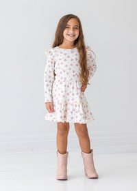 Mia Dress - Purple Bows & Pink Roses