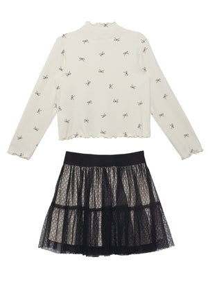 Bow Chic 2 Piece Set - Ivory & Black