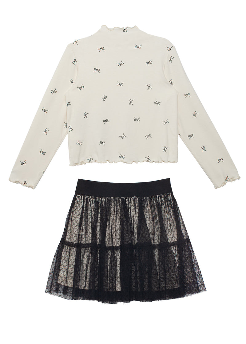 Bow Chic 2 Piece Set - Ivory & Black