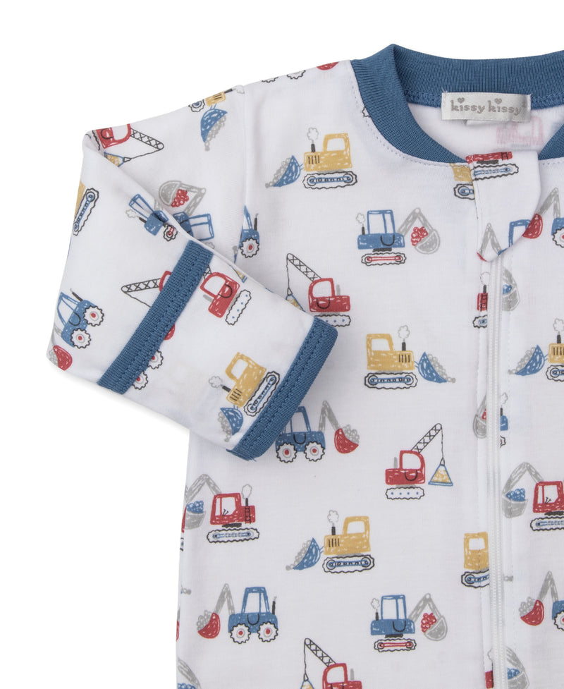 Construction Diggers Zipper Footie