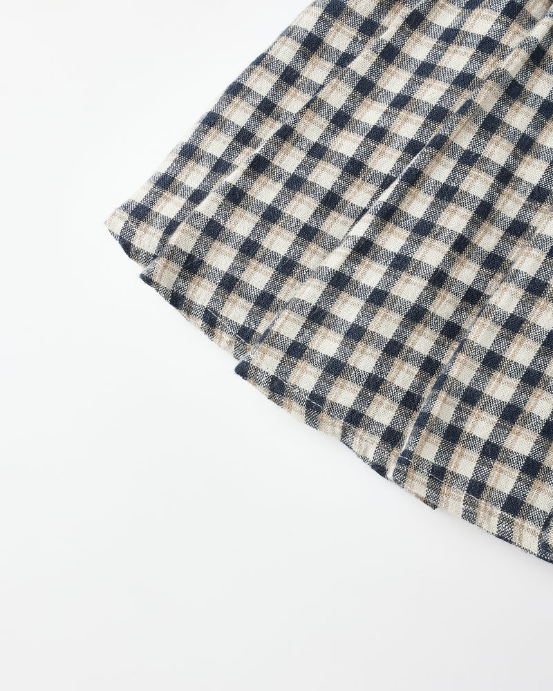 Pleated Mini Skirt - Navy Check