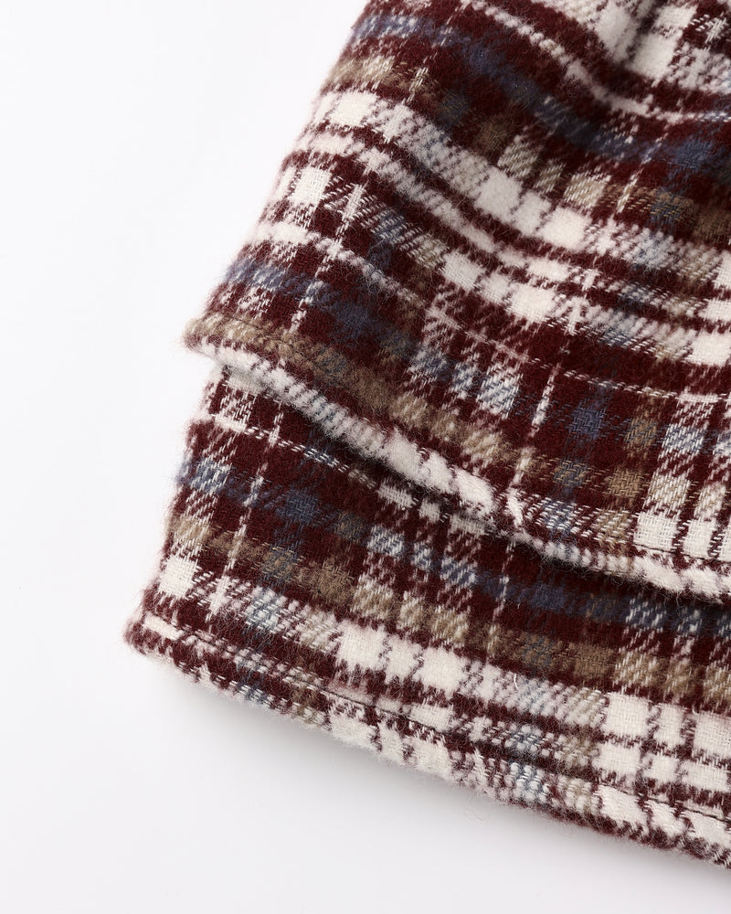 Tiered Mini Skirt - Burgundy Plaid