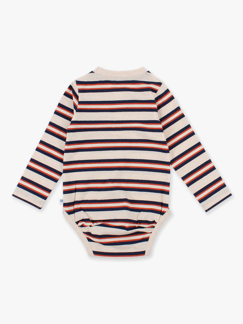 Heather Oatmeal & Rust Stripe - Knit Long Sleeve 2-Button Henley Bodysuit