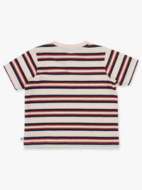 Heather Oatmeal & Rust Stripe - Short Sleeve Henley