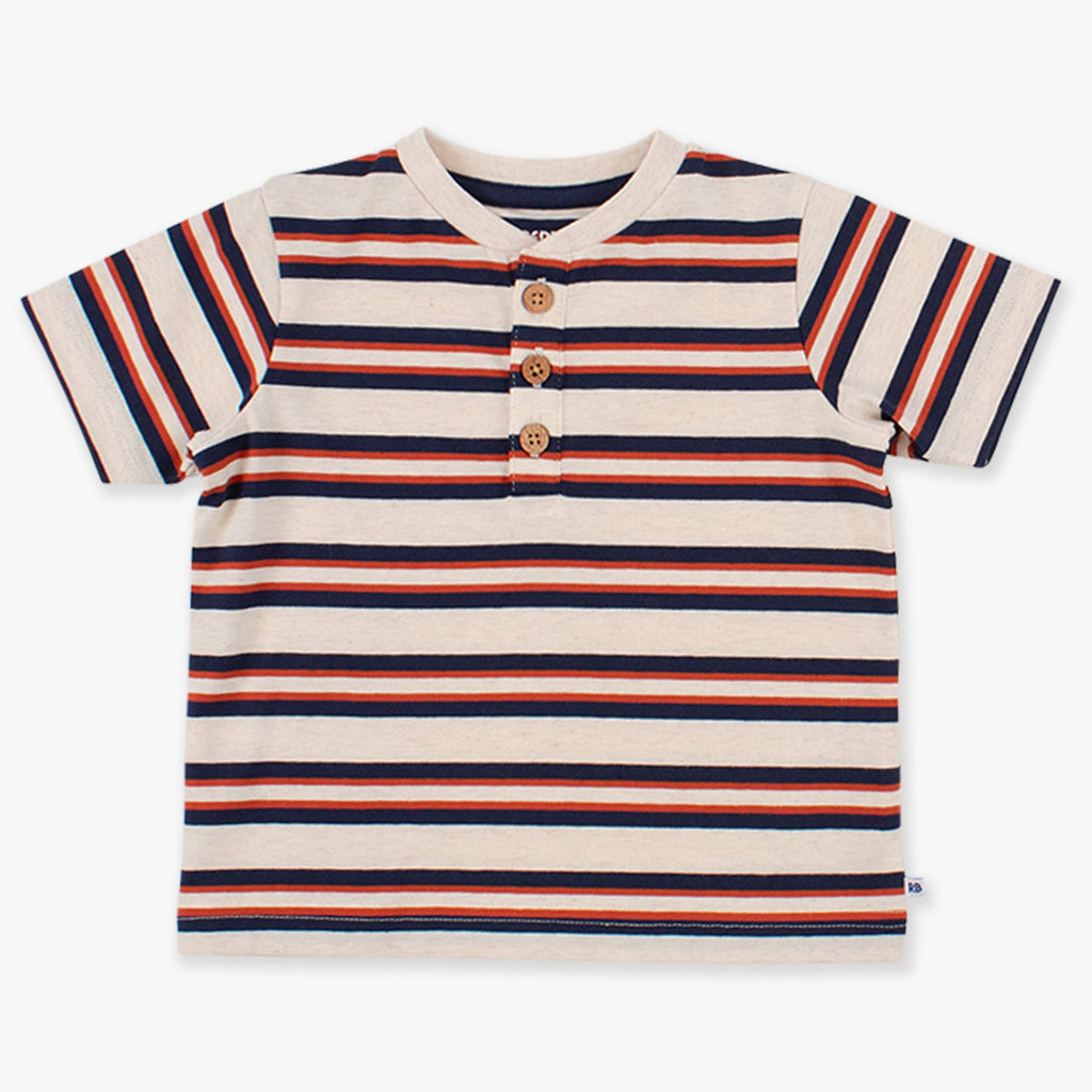 Striped t-shirt with short sleeves on a white background