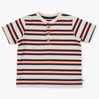 Striped t-shirt with short sleeves on a white background
