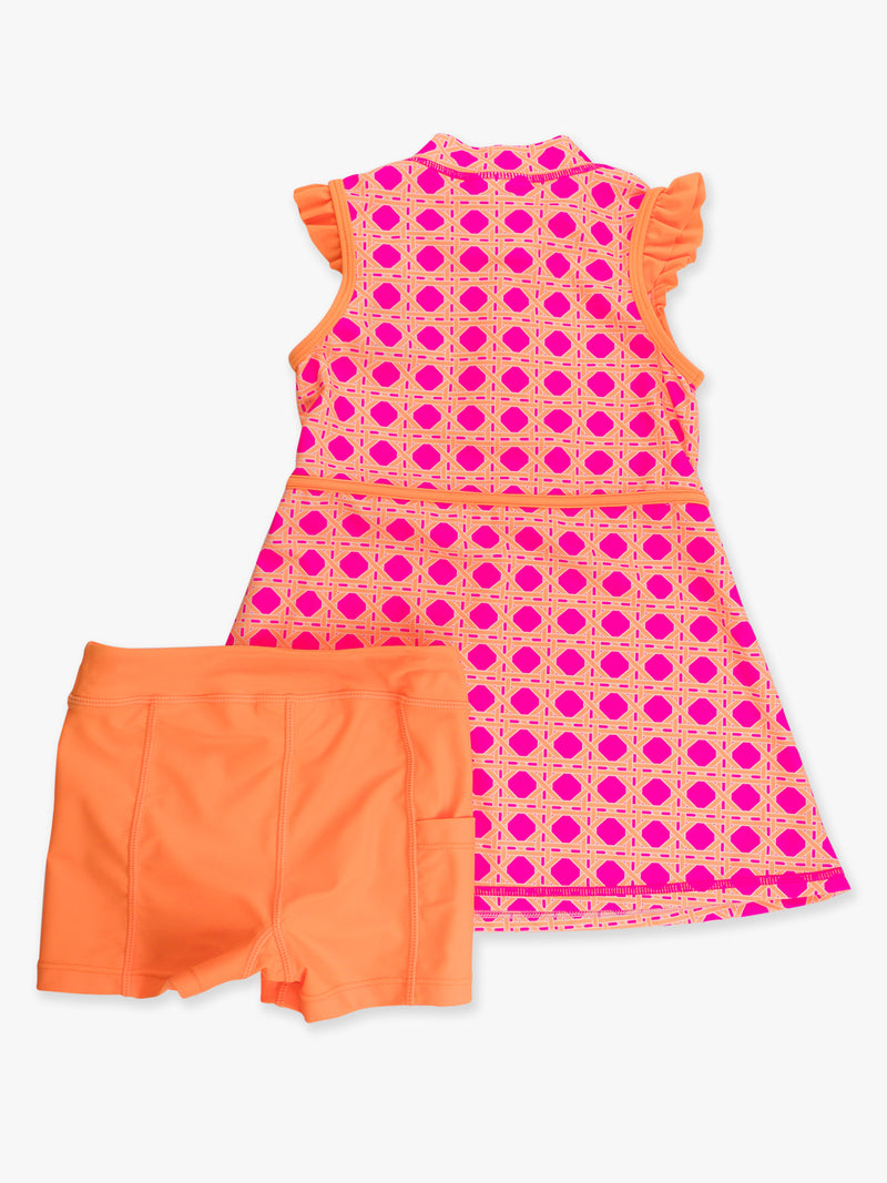 Sleeveless Zip Ruffle Sleeve Active Dress