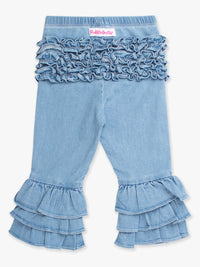 Denim Ruffle Flare Pants