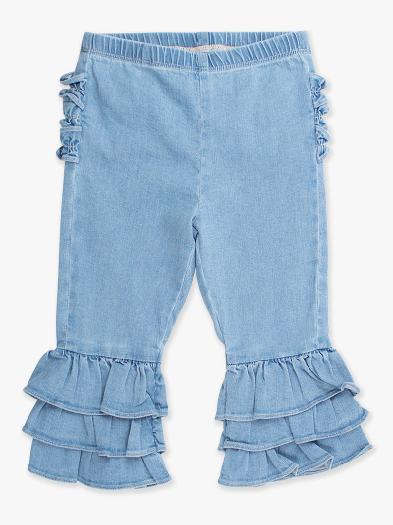 Denim Ruffle Flare Pants