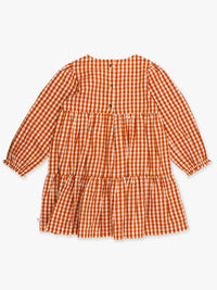 Woven Long Sleeve Tiered Twirl Dress - Rust