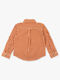 Long Sleeve Button Down - Rust Gingham