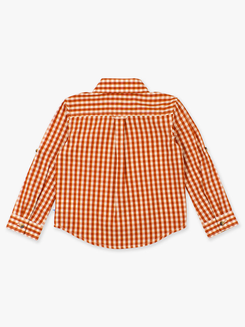 Long Sleeve Button Down - Rust Gingham