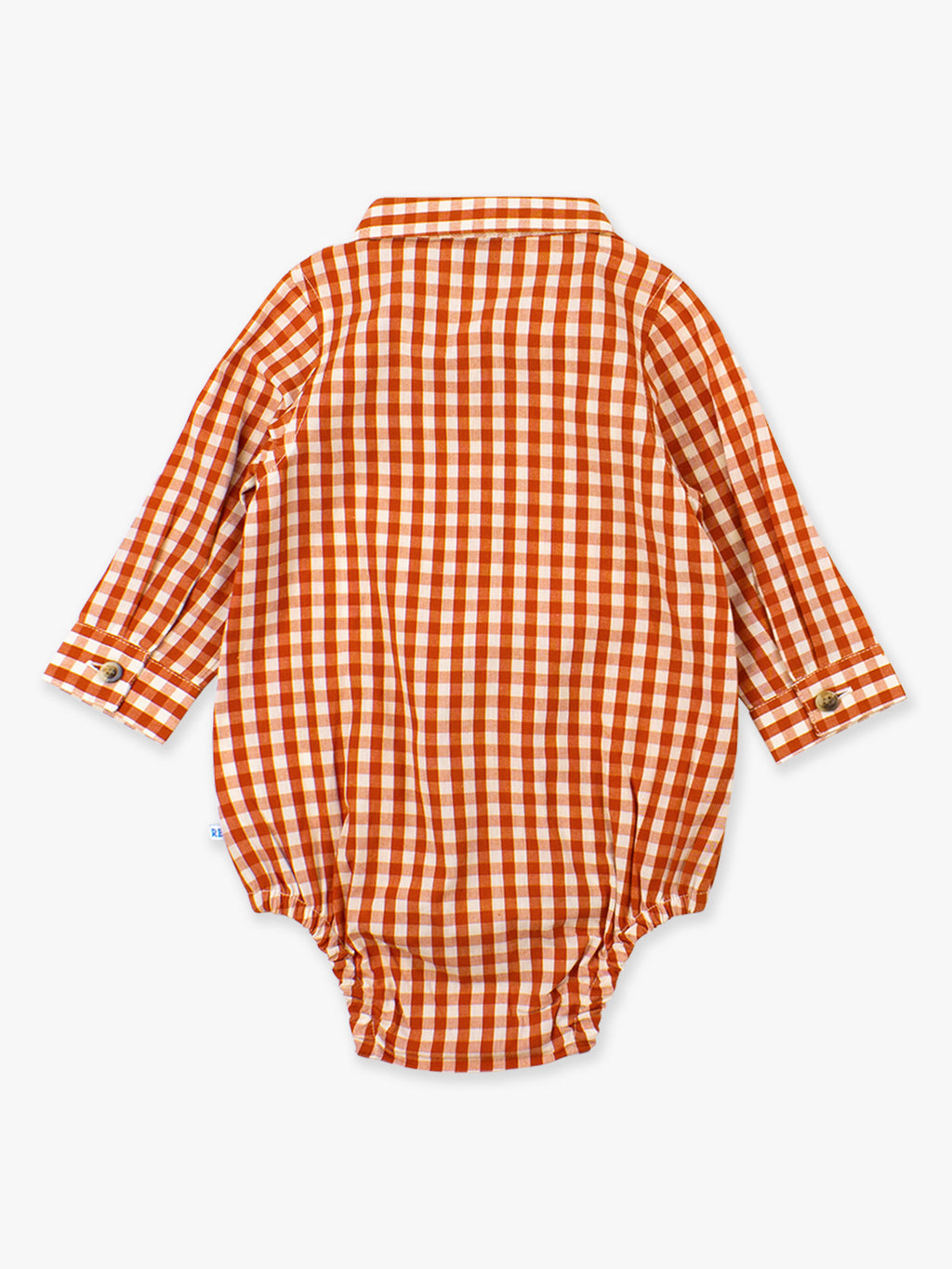 Long Sleeve Button Down Bodysuit - Rust Gingham