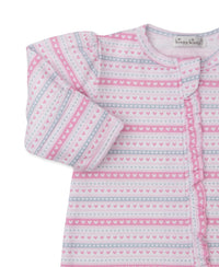 Ruffle Zipper Footie - Baby Elephant Hearts