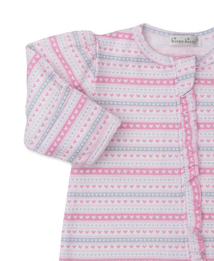 Ruffle Zipper Footie - Baby Elephant Hearts
