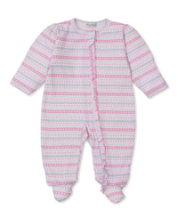 Ruffle Zipper Footie - Baby Elephant Hearts