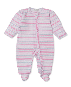 Ruffle Zipper Footie - Baby Elephant Hearts