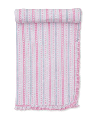 Pink Baby Elephant Heart Stripes Ruffle Blanket