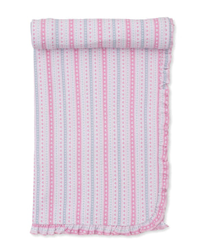 Pink Baby Elephant Heart Stripes Ruffle Blanket