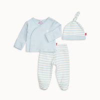 Blue Stripe Magnetic Organic Cotton Kimono Set