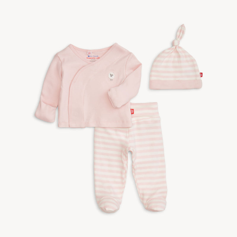 Pink Stripe Magnetic Organic Cotton Kimono Set