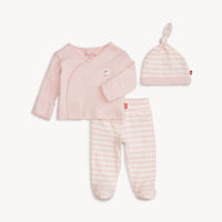 Pink Stripe Magnetic Organic Cotton Kimono Set