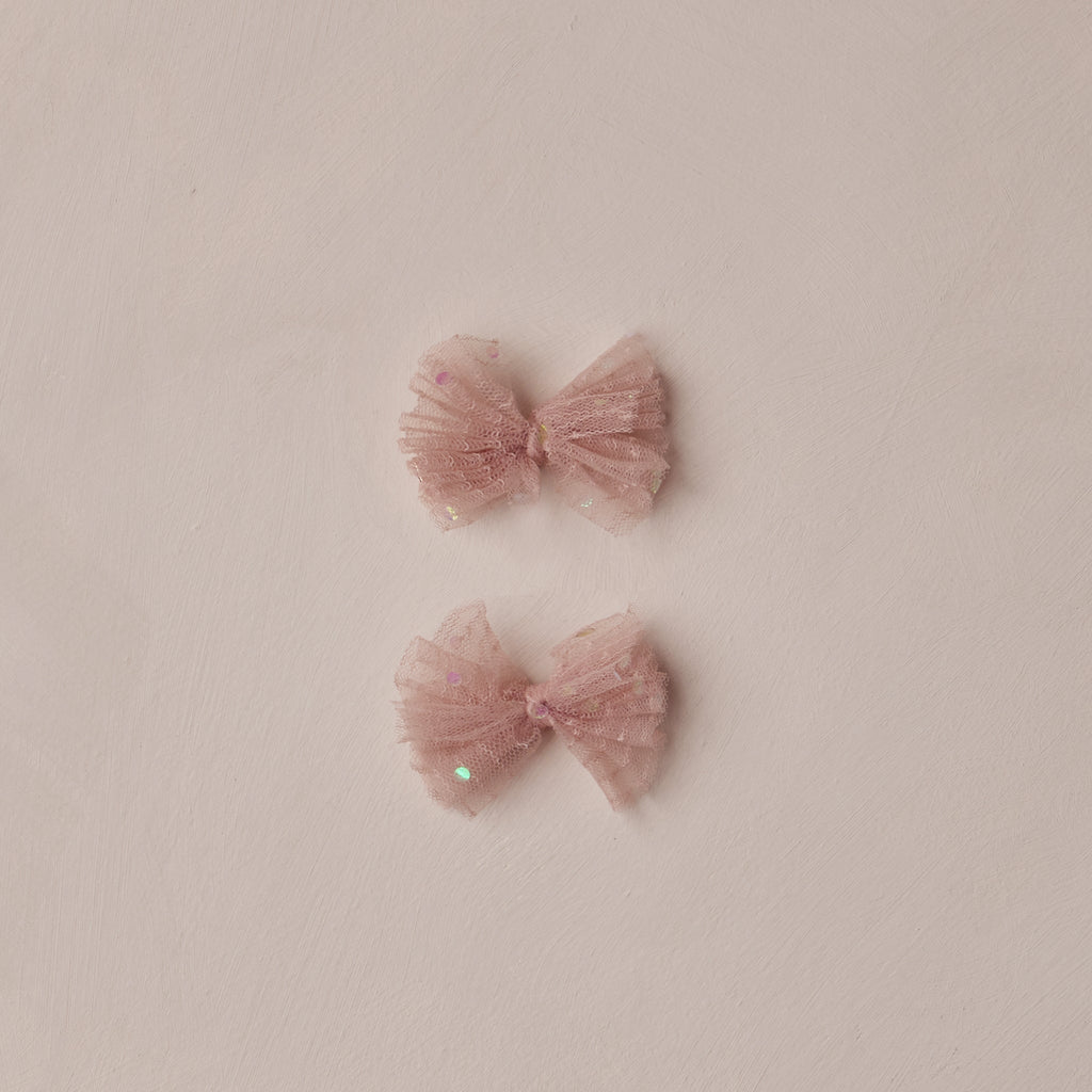 Tulle Hair Clips - Rose