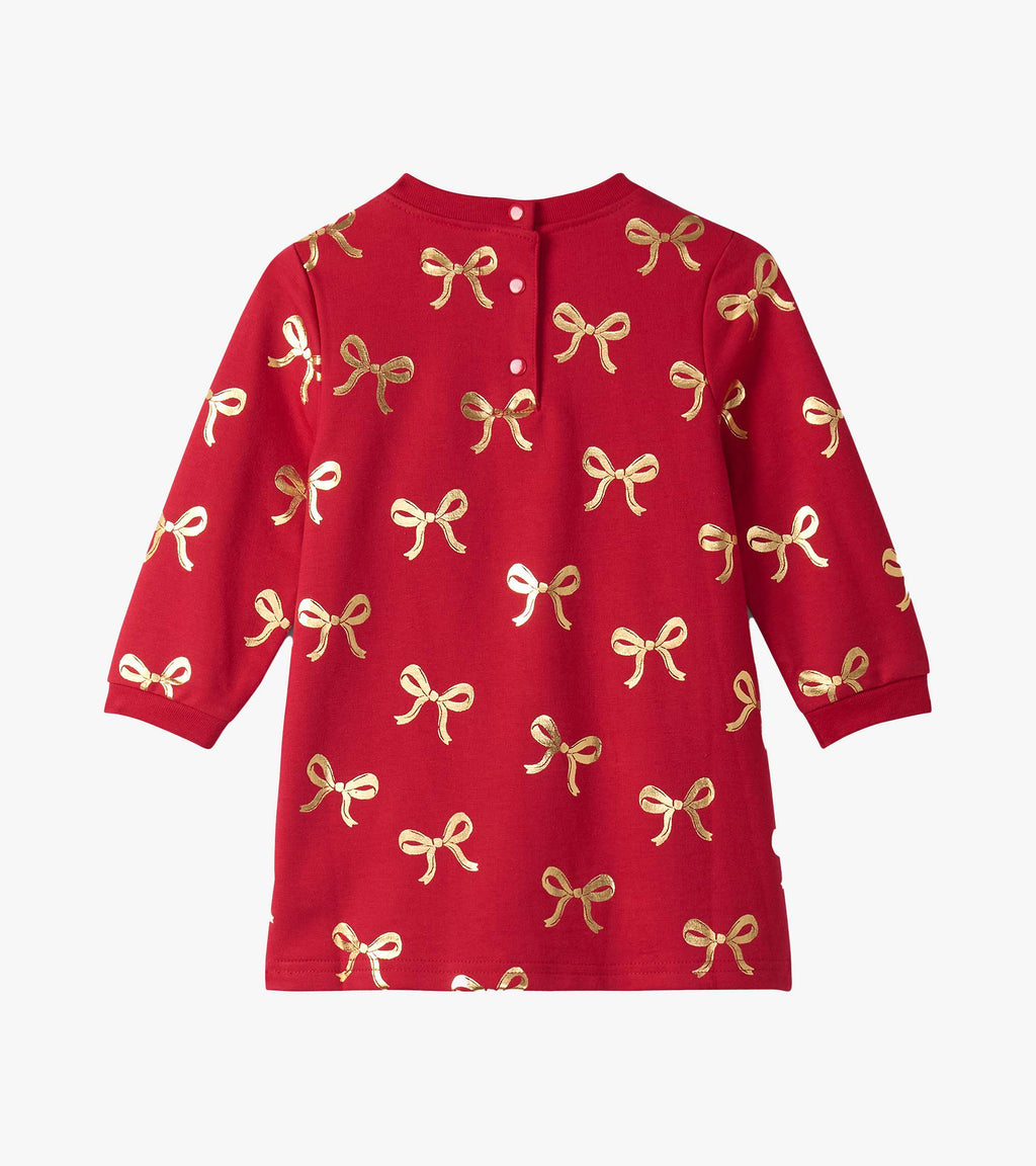 Gold Bow Foil Red Dress