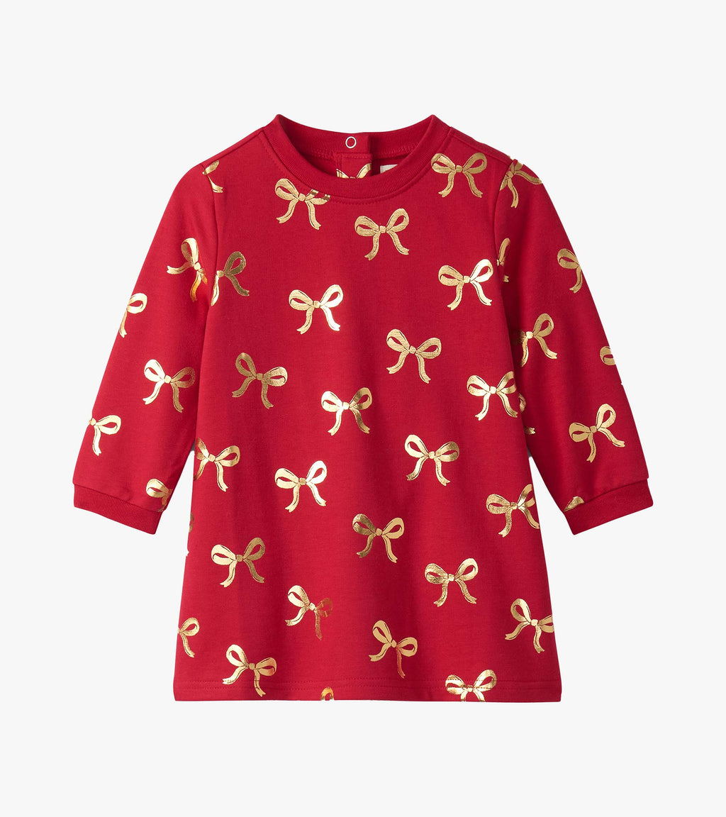 Gold Bow Foil Red Dress