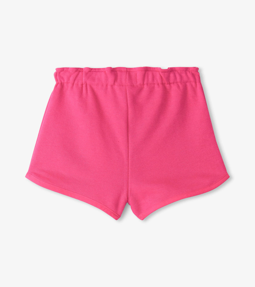 Fuchsia French Terry Paper Bag Shorts