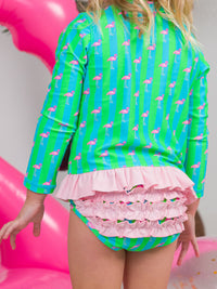 Neon Flamingo - Long Sleeve Rash Guard Bikini