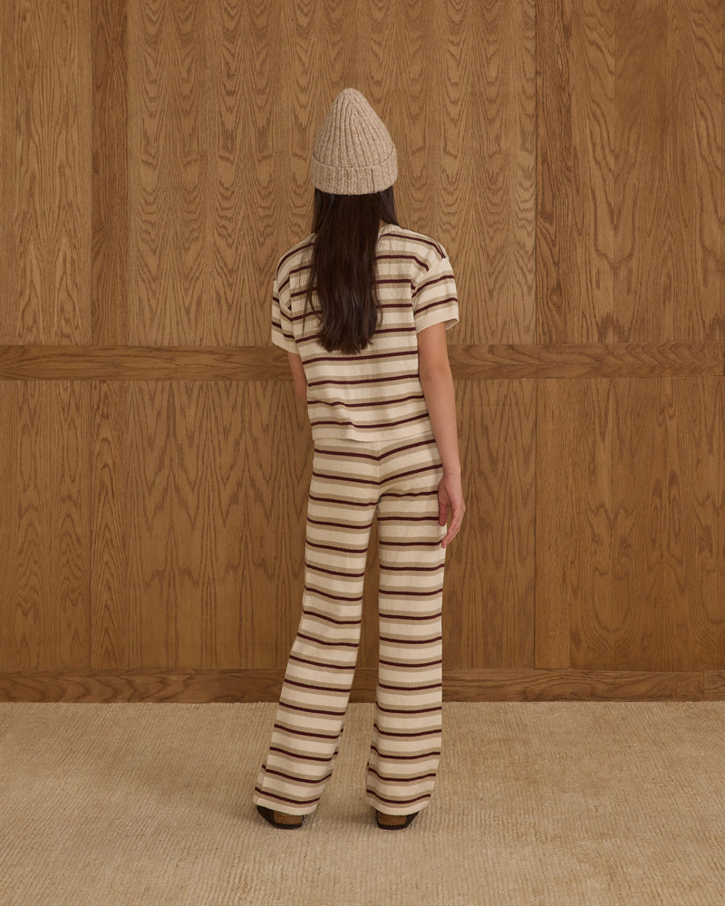 Knit Wide Leg - Burgundy Stripe