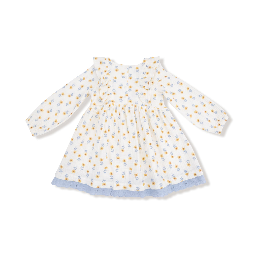 Western Sunflower - Dress with Eyelet Trim & Ribbed Legging