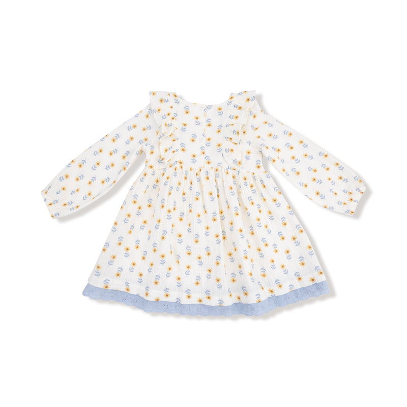 Western Sunflower - Dress with Eyelet Trim & Ribbed Legging