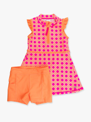 Sleeveless Zip Ruffle Sleeve Active Dress