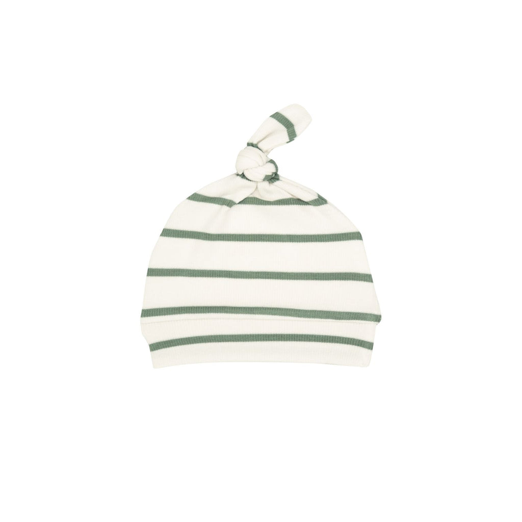 Rib Oil Green Striped Knotted Hat