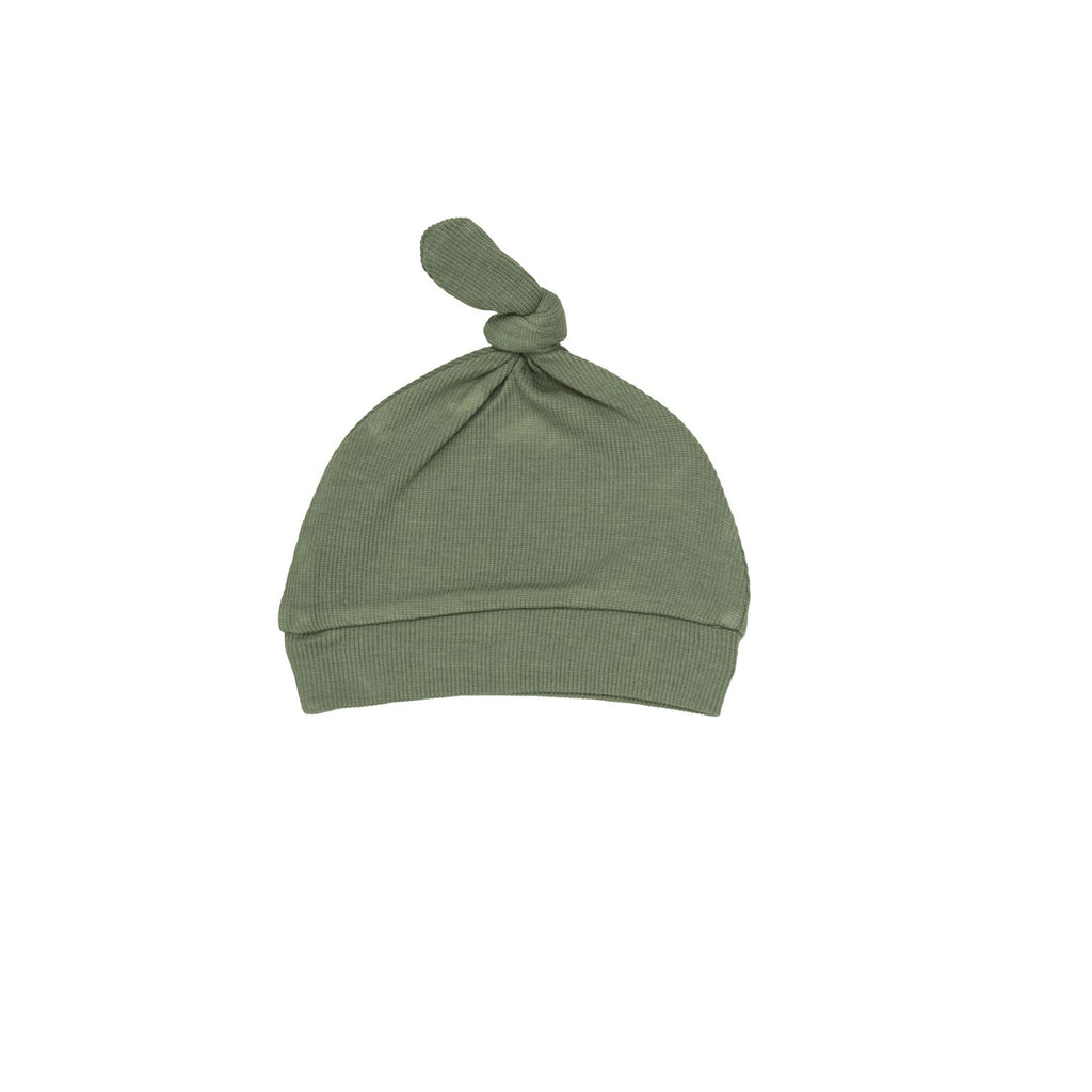 Rib Oil Green Knotted Hat