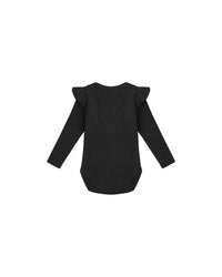 Shoulder Ruffle Bodysuit - Black