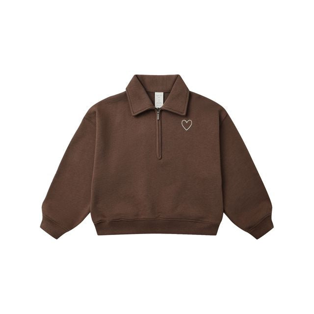 Quarter Zip Sweatshirt - Brown