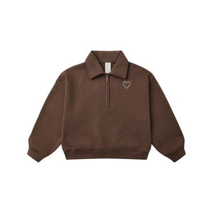 Quarter Zip Sweatshirt - Brown