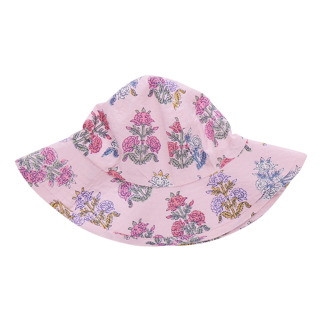 Baby Girls Sun Hat - Small Pink Flowerette