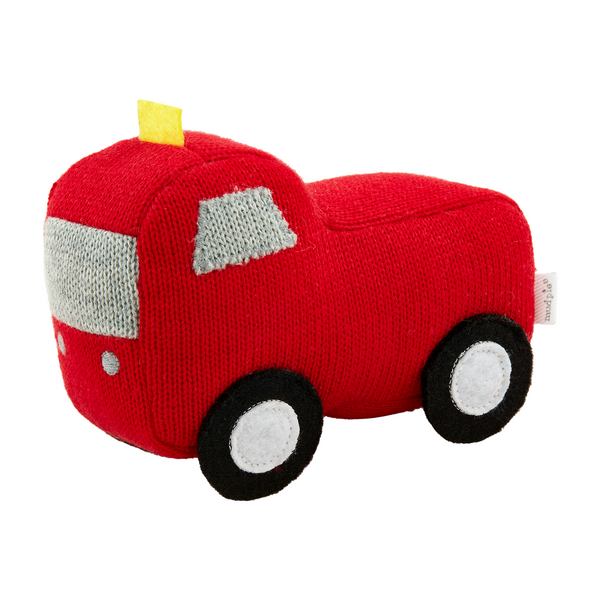 Fire Truck Knit Rattle