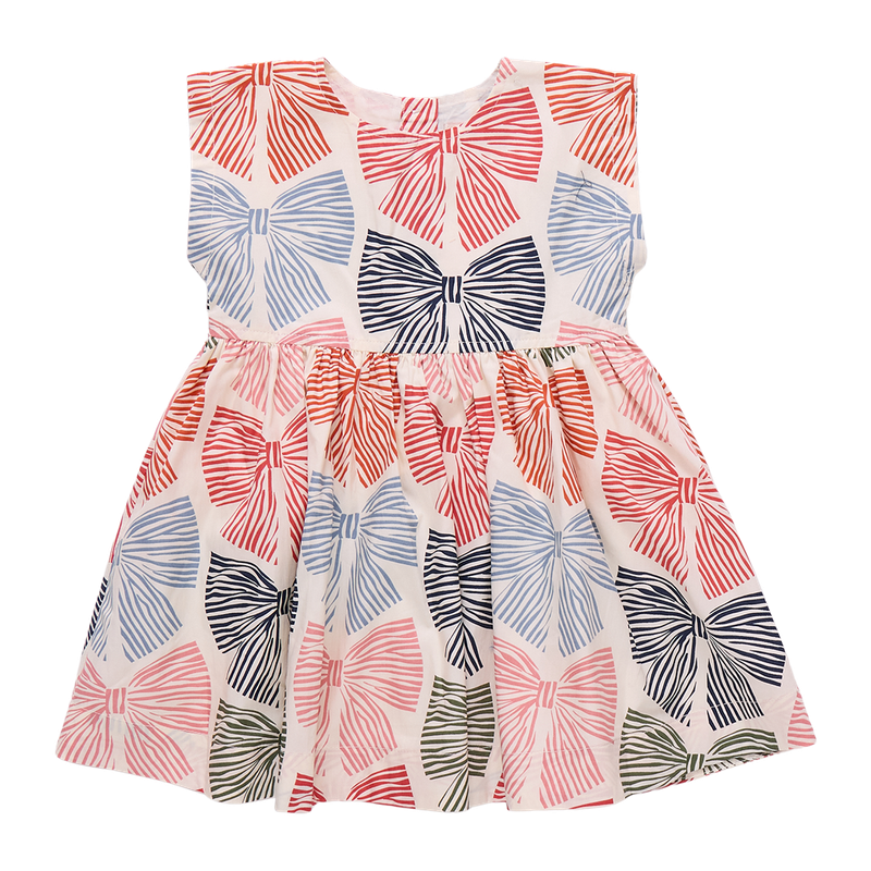 Adaline Dress - Multi Striped Bows