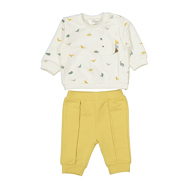 Mini Dino Print LS Top & Yellow Pants